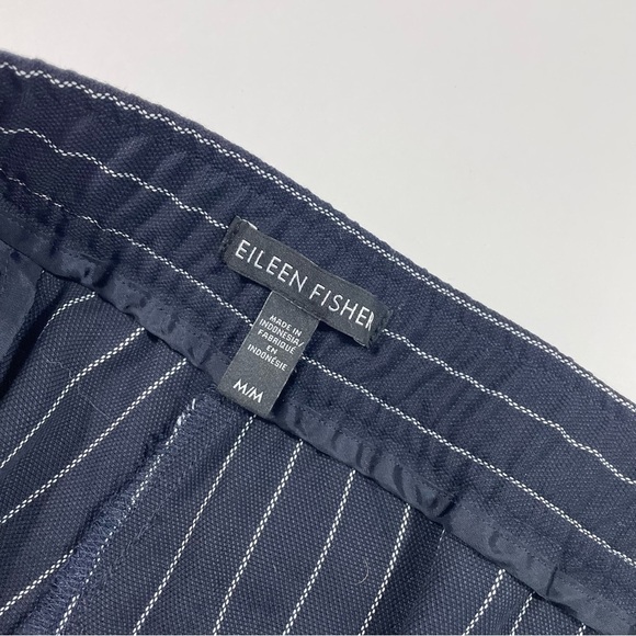 Eileen Fisher Wide Leg Crop Dress Pants Blue Pinstripe - Picture 5 of 9